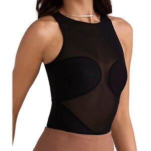HOUSE OF CB Chiara Bandage Sleeveless Sheer Mesh Bodysuit in Black Medium M